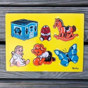 Vintage SIFO 6 Piece Wooden Puzzle! EUC!